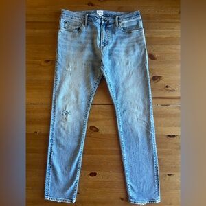 Todd Snyder Mens Slim Fit Distressed Wash Stretch 5 Pocket Jeans